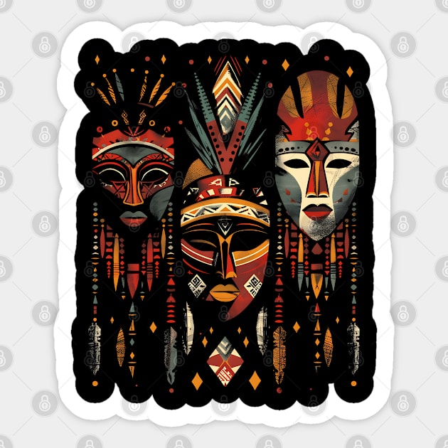 Hanging African Masks, African Art Sticker by UrbanLifeApparel
